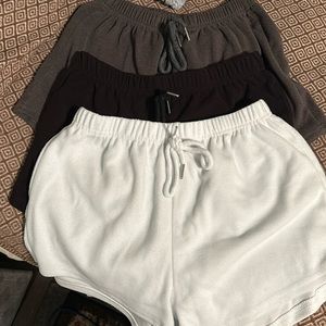 set of 3 gray black and white soft and warm relaxing shorts